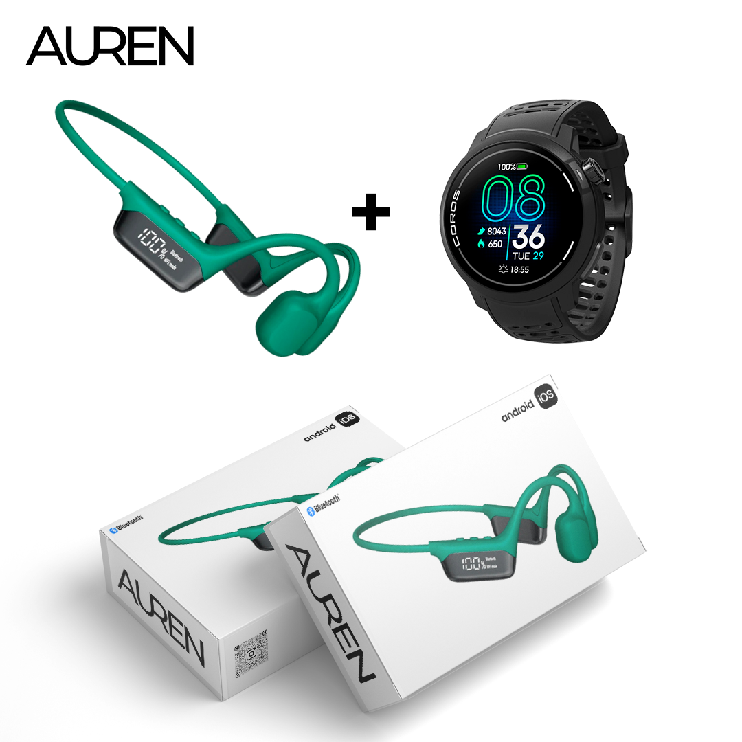 Auren S10 - Fone de condução óssea para natação + Relógio de Brinde