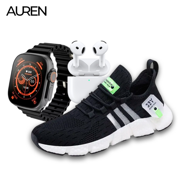 Combo em Oferta 3x1 Tênis NewFit + Auren S9 Max + AurenPods 4