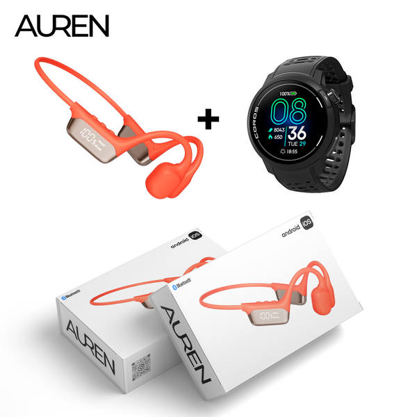 Auren S10 - Fone de condução óssea para natação + Relógio de Brinde