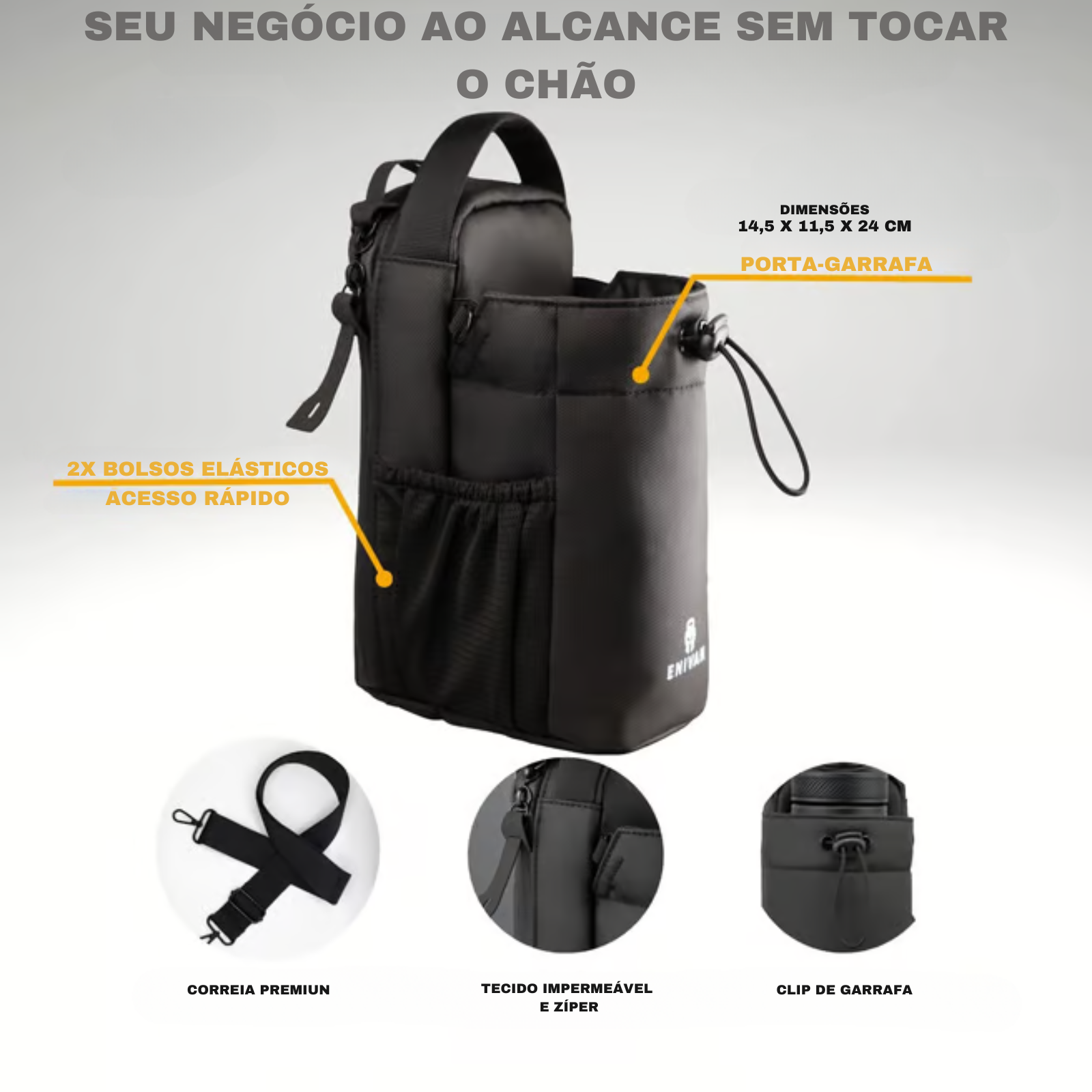 Auren Enivan™ - Bag Magnética Premium para Treinos + Garrafa Térmica 1L de Brinde