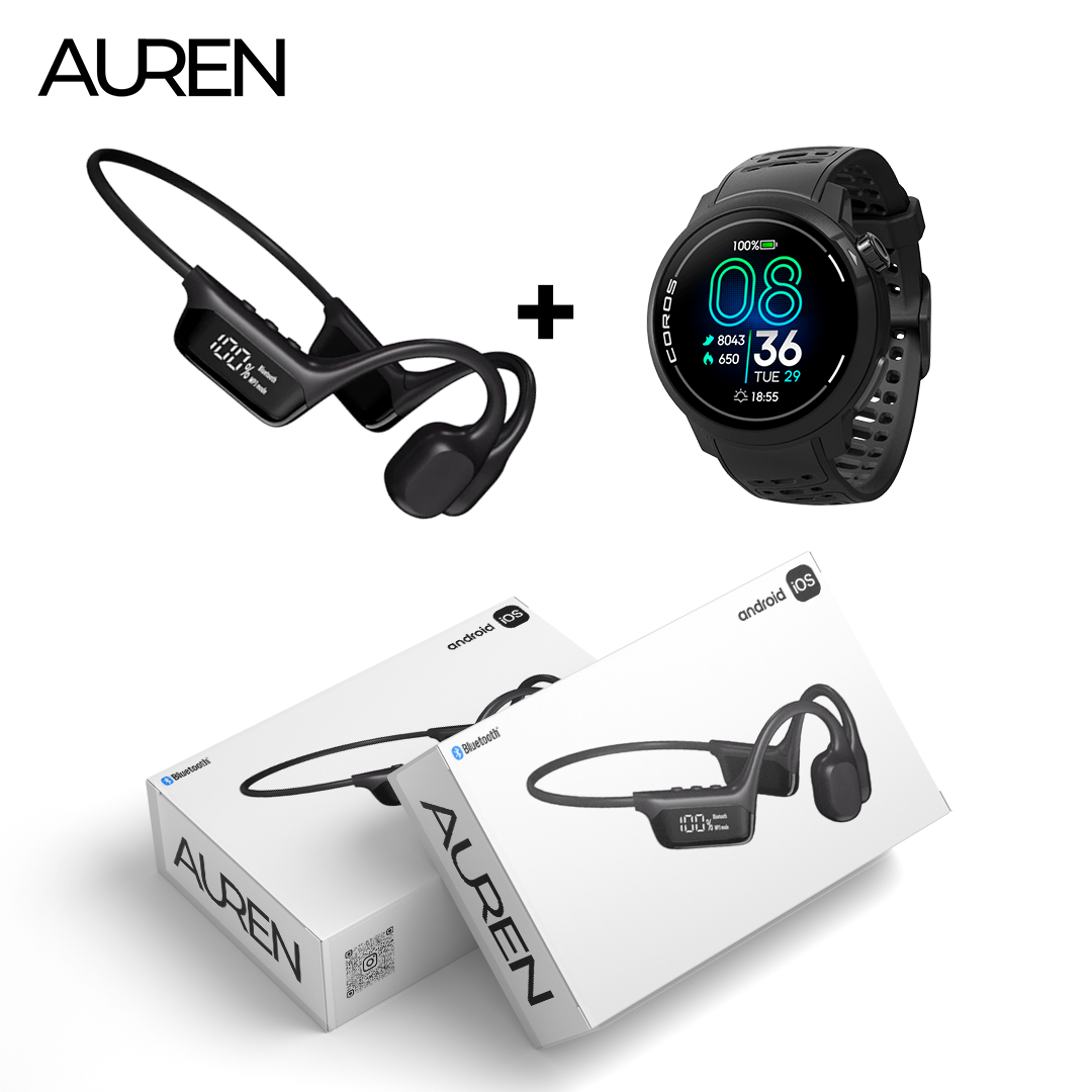 Auren S10 - Fone de condução óssea para natação + Relógio de Brinde