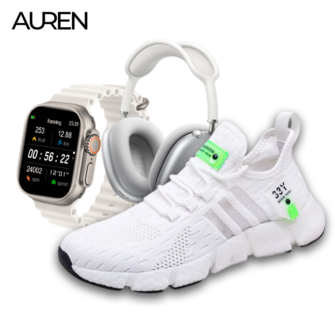 Combo em Oferta 3x1 Tênis NewFit + Auren S9 Max + AurenPods Max